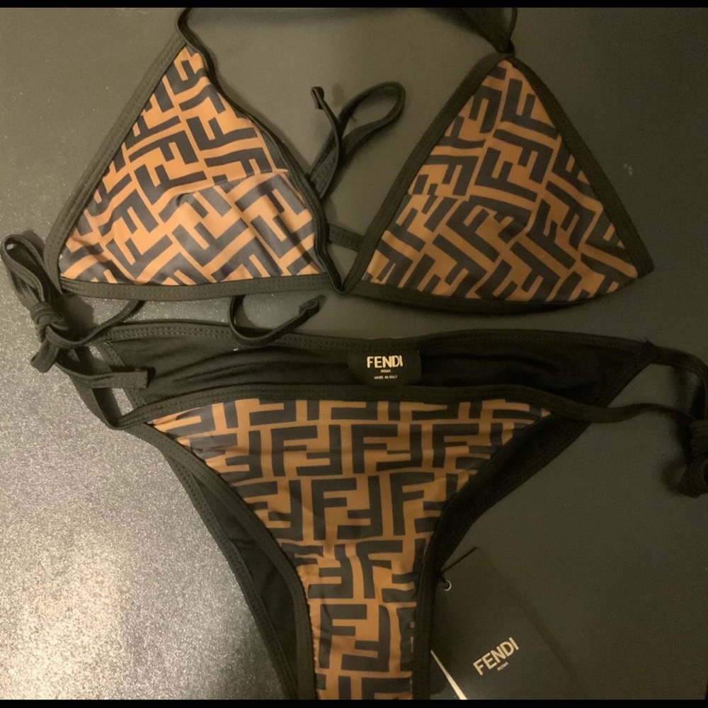 Fendi Black and Brown Bikini set